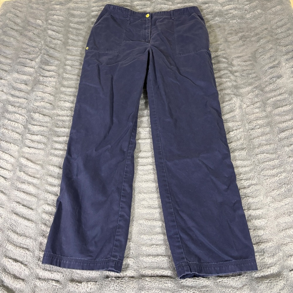 Lauren Ralph Lauren Navy Blue Utility Chino Pants Gold‎ Hardware Womens 12 AR328